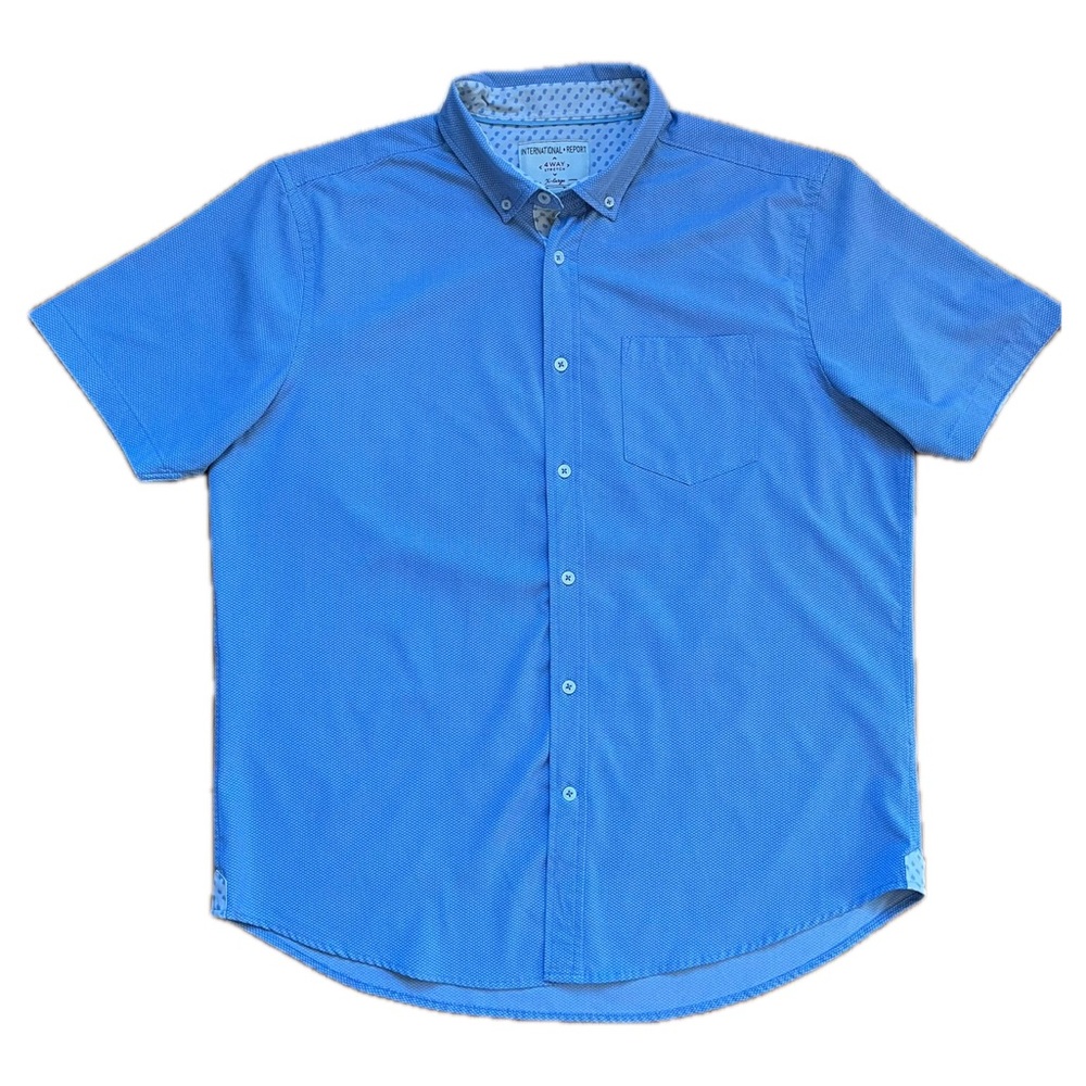 Men's INTERNATIONAL REPORT 4-Way Stretch SS Button-up Collared Shirt Sz XL